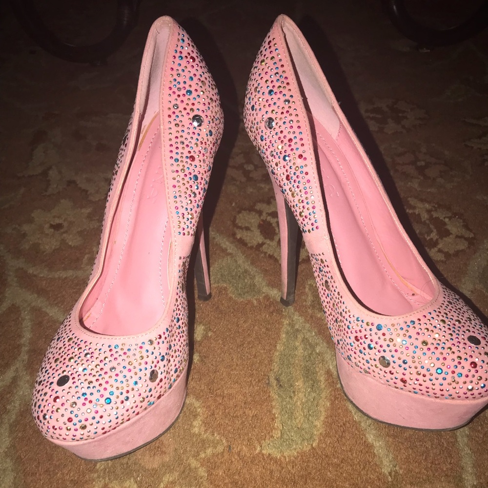 💕Pink Rhinestone Heels💕